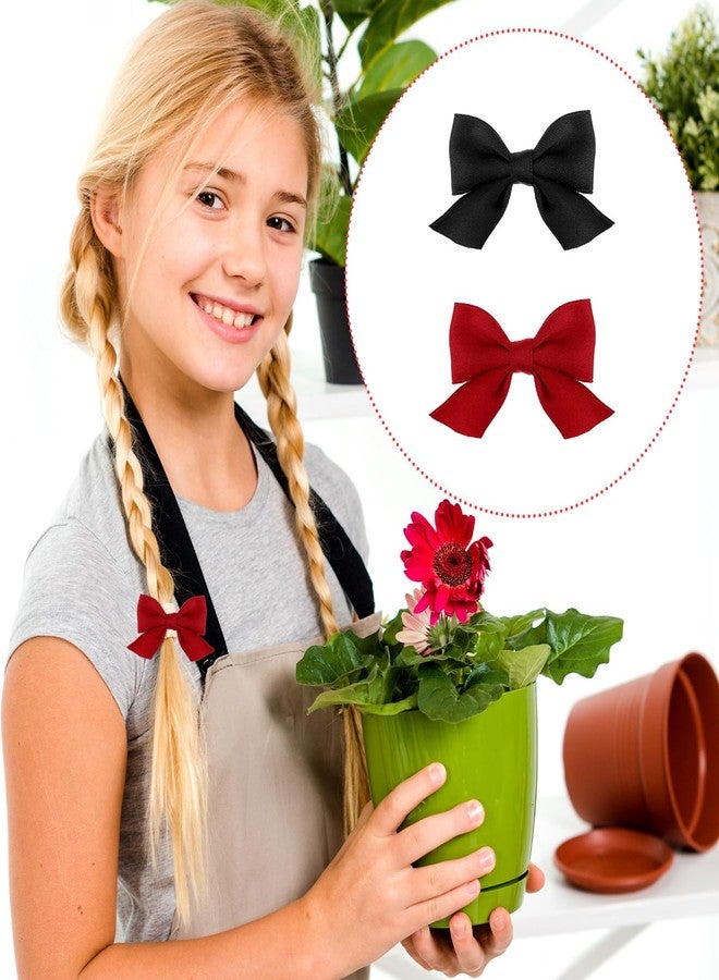 Tyqour 2 Pairs Red Bow Hair Clips for Women Girls Hair Accessories Small Silky Satin Ribbon Bowknot Alligator Barrettes Wine Red Black Bow Clips - Image 4